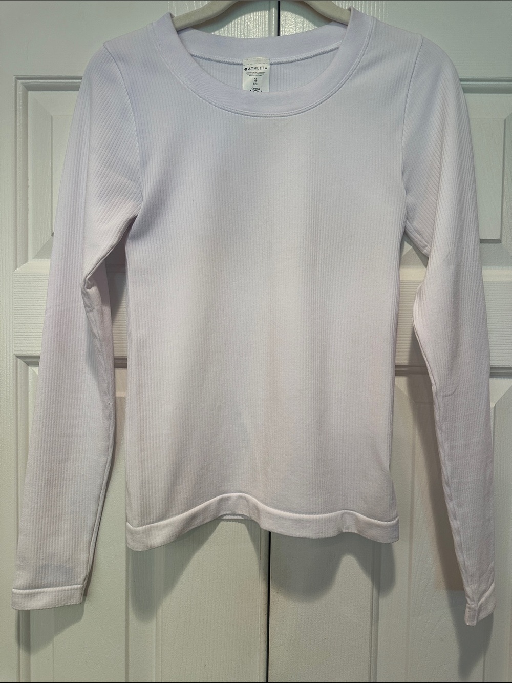Athleta Women's Renew Seamless Crewneck Long-sleeved Top in White ANWOT size XS